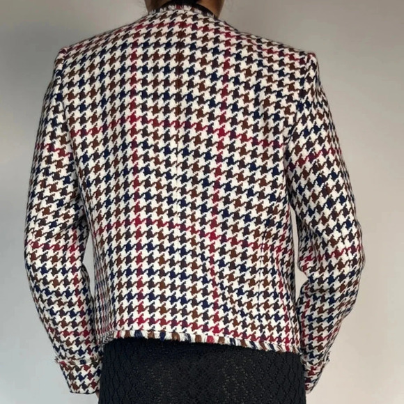 Brooks Brothers Red Fleece Tweed Houndstooth Wool Blended Women's Jacket Size 12 - Picture 13 of 14